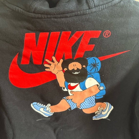 Nike Hoodie Kid's Large Pullover Sportswear Club Logo Bearded Man Black Boy's - Picture 5 of 6